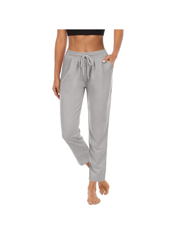 Womens Yoga Pants Sports Pants for Women Autumn Winter Yoga Sports Loose Casual Long Pants Trousers with Pocket Gray L