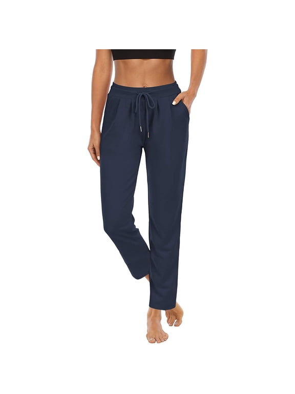 Womens Yoga Pants Sports Pants for Women Autumn Winter Yoga Sports Loose Casual Long Pants Trousers with Pocket Navy XL