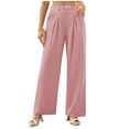 thumbnail image 1 of Efsteb Work Pants Women Button Baggy Pants Casual Trousers Pants for Women Business Casual Pants for Women Pants for Women Comfortable Wide leg Pants Solid Color Loose Trousers Pink S, 1 of 6