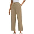 thumbnail image 1 of Efsteb Work Pants Women Elastic Waist Drawstring Baggy Pants Loose Business Casual Pants for Women Wide leg Pants Pants for Women Trousers Pants for Women Solid Color Trousers Khaki XL, 1 of 3