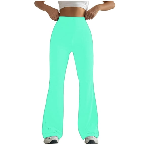 Efsteb Work Pants Women Flare Leggings Yoga Pants High Waisted Casual Slim Bootcut Workout Gym Yoga Pants Mint Green L