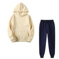 thumbnail image 1 of Efsteb Workout Sets for Men's and Women's Sports Tracksuits Long Sleeve Pullover Hoodies Sweatshirt and Sweatpants Fall Winter Suit A-Beige M, 1 of 4