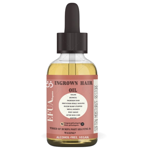 Efua Oil Ingrown Hair Removal Oil Neem oil Tea Tree Oil for Unsightly Razor Bumps, Redness, Razor Burns post wax, After-Shave Skincare Protection to Smooth, Soothe, Soften & Moisturize Strawberry Skin