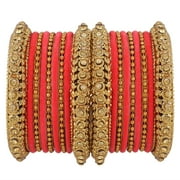 EFULGENZ Antique Oxidized Indian Jewelry Tribal Crystal Velvet Bracelet Bangle Set (18pc)