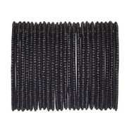 EFULGENZ Black Wedding Bangles Set Plain Textured Glass Bangles Bollywood Bracelets Bridal Bangle Indian Bangle Set Fashion Jewelry Accessories for Women (24 Pcs) Size 2.4