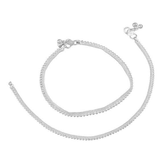 Efulgenz Boho Anklets Barefoot Sandals - Indian Ankle Bracelet Jewelry Pair - Handmade Retro Vintage Ethnic Gypsy Silver Hippie Tribal Bohemian Festival Fashion Womens Novelty Accessories