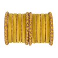 thumbnail image 1 of Efulgenz Boho Velvet Bangle Indian Bangle Set CZ Crystal Rhinestone Yellow Bracelet Bangle Wedding Bridal Jewelry for Women Size-2.6, 1 of 5