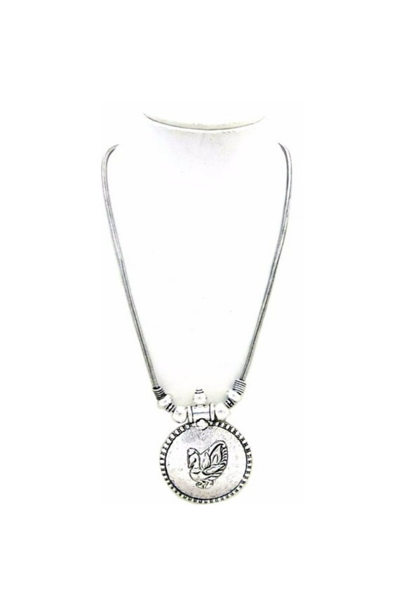 Boho Vintage Antique Ethnic Gypsy Tribal Indian Oxidized Silver Beaded Statement Pendant Necklace Jewelry (Style 13)