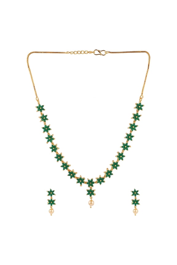 Bridal Crystal Cubic Zirconia Floral Necklace Earrings Jewelry Set for Women Bride Bridesmaids