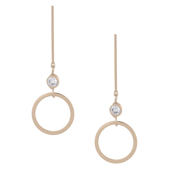 Efulgenz CZ Long Bar Circular Geometric Hoop Dangle Drop Earrings for Women