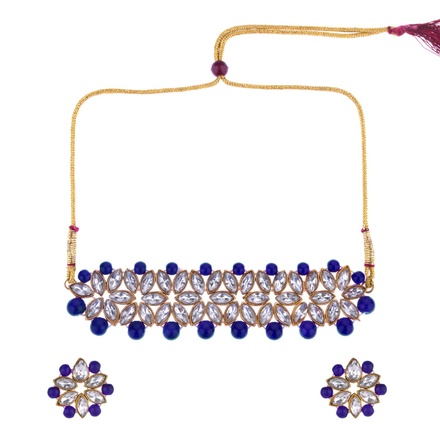 Efulgenz Crystal Necklace Set Bridal Jewelry Kundan Faux