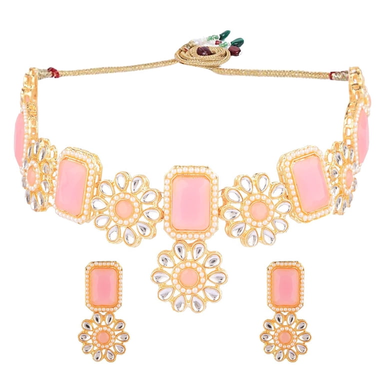 Efulgenz Crystal Necklace Set Bridal Jewelry Kundan Faux  display picture 3