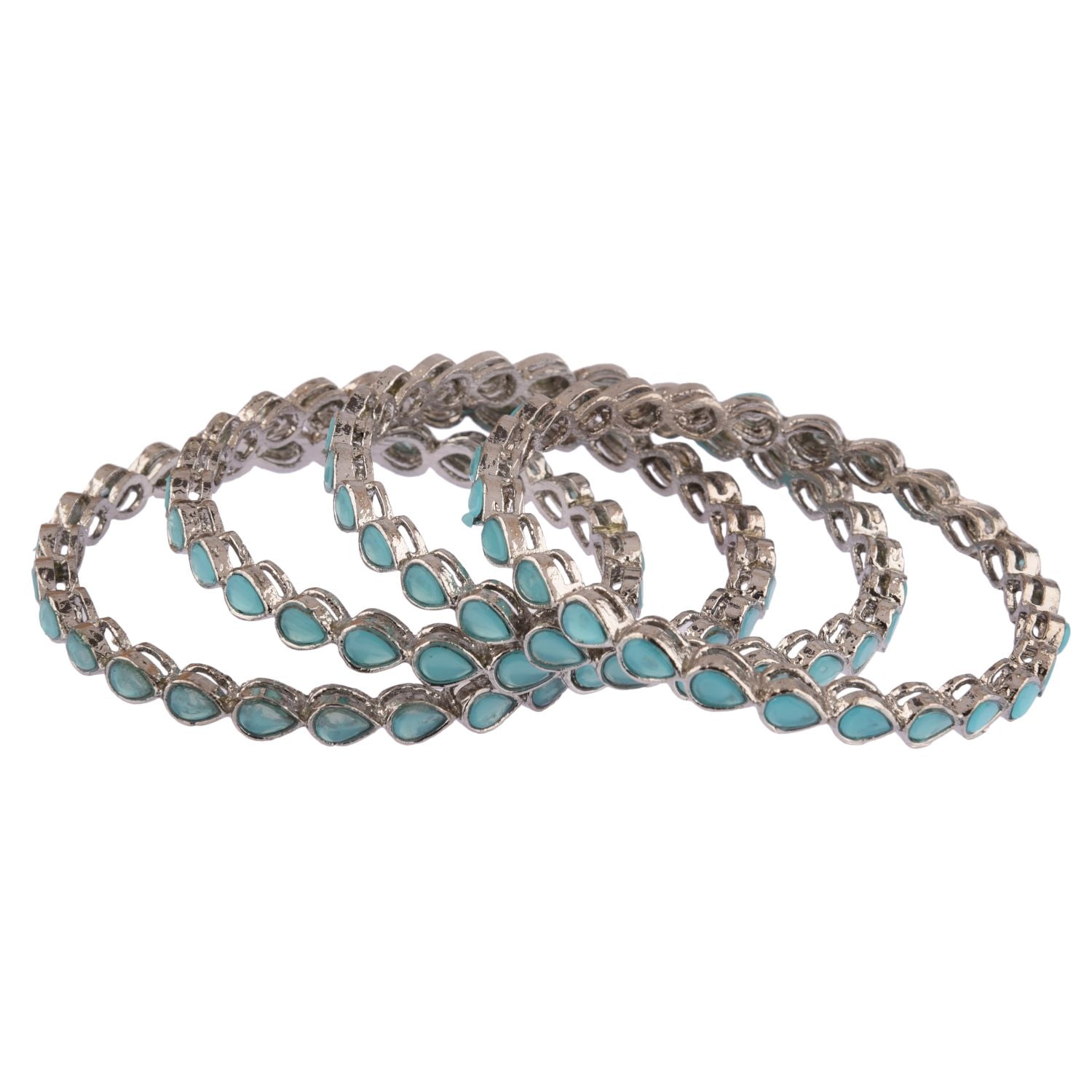 Efulgenz Crystal Tear Drop Turquoise Blue Bangle Bracelet Indian 