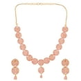 thumbnail image 1 of Efulgenz Cubic Zirconia Bridal Necklace Set Pink CZ Bridal Jewelry Set for Women Choker Collar Floral Necklace Set Dangle Earrings Wedding Rhinestone Crystal, 1 of 6