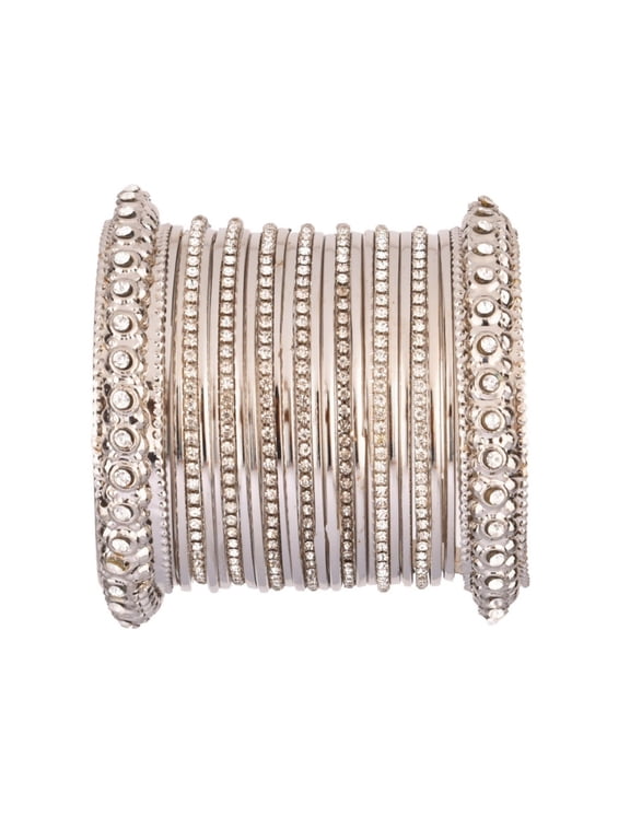 Cubic Zirconia CZ Crystal lndian Bangle Bracelet Set Jewelry for Women Girls (25 Pcs) Size-2.8
