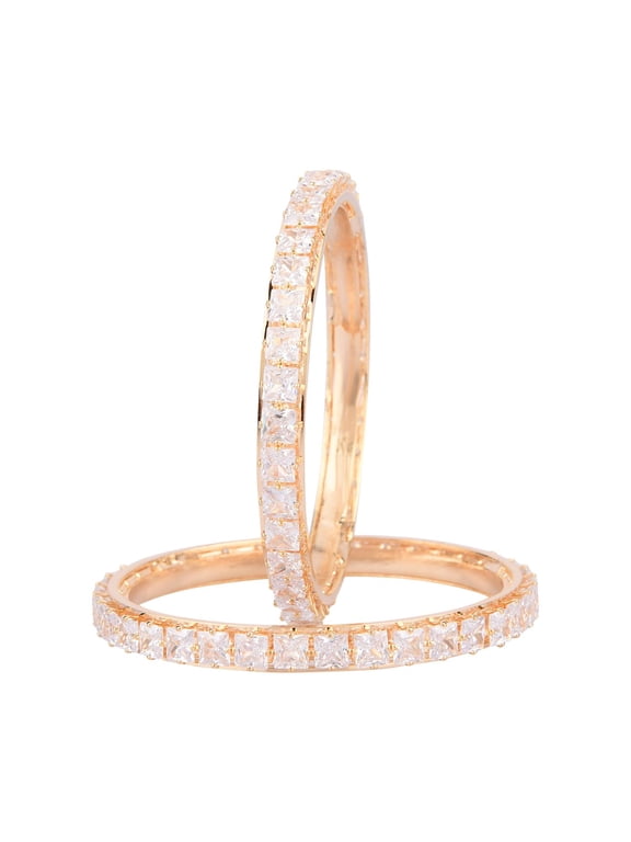 Cubic Zirconia CZ Crystal lndian Bangle Bracelet Set Jewelry for Women Girls, Size 2-8