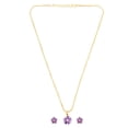 thumbnail image 1 of Efulgenz Cubic Zirconia CZ Floral Pendant Chain Necklace Earrings Jewelry Set for Women , Purple, 1 of 5