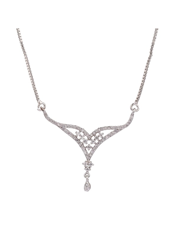 Cubic Zirconia CZ Floral Pendant Chain Necklace for Women Jewelry Gifts