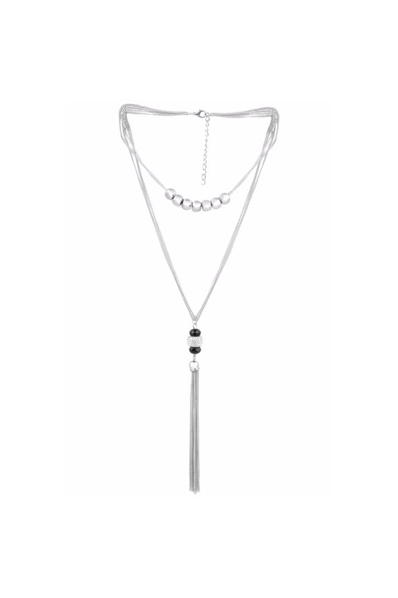 Cubic Zirconia CZ Long Chain Tassel Pendant Necklace for Women