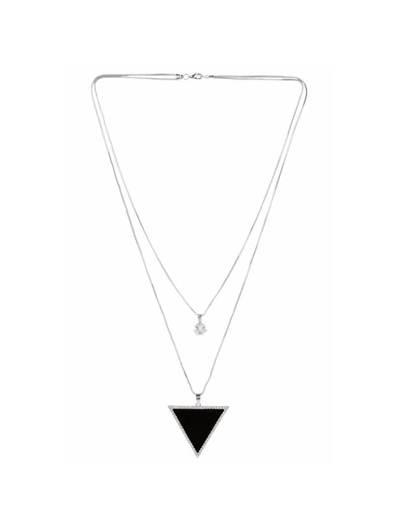 Cubic Zirconia CZ Pendant Multi Layered Chain Necklace for Women Jewelry Gifts