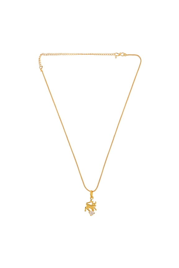 Cubic Zirconia Zodiac Taurus Sign Pendant Chain Constellation Necklace Jewelry Birthday Gift