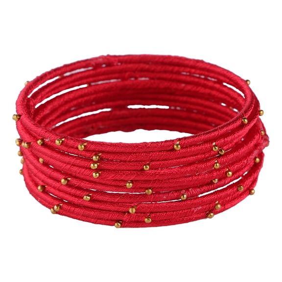 Efulgenz Fashion Jewelry Indian Bollywood Beaded Red Silk Thread Wedding Bridal Bracelet Bangle Set