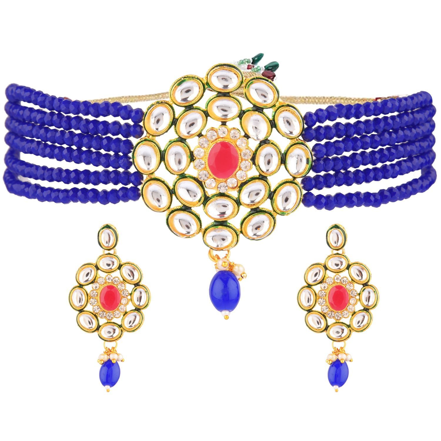 Efulgenz Faux Pearl Choker Necklace Indian Jewelry Set  display picture 1