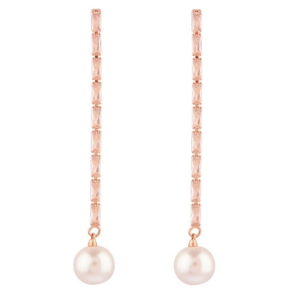 Efulgenz Faux Pearl Earrings Crystal Rhinestone Earrings Dangle Linear Drop Earrings Austrian Crystal Bridal Long Tassel Wedding Women's Earrings Party Prom Jewelry