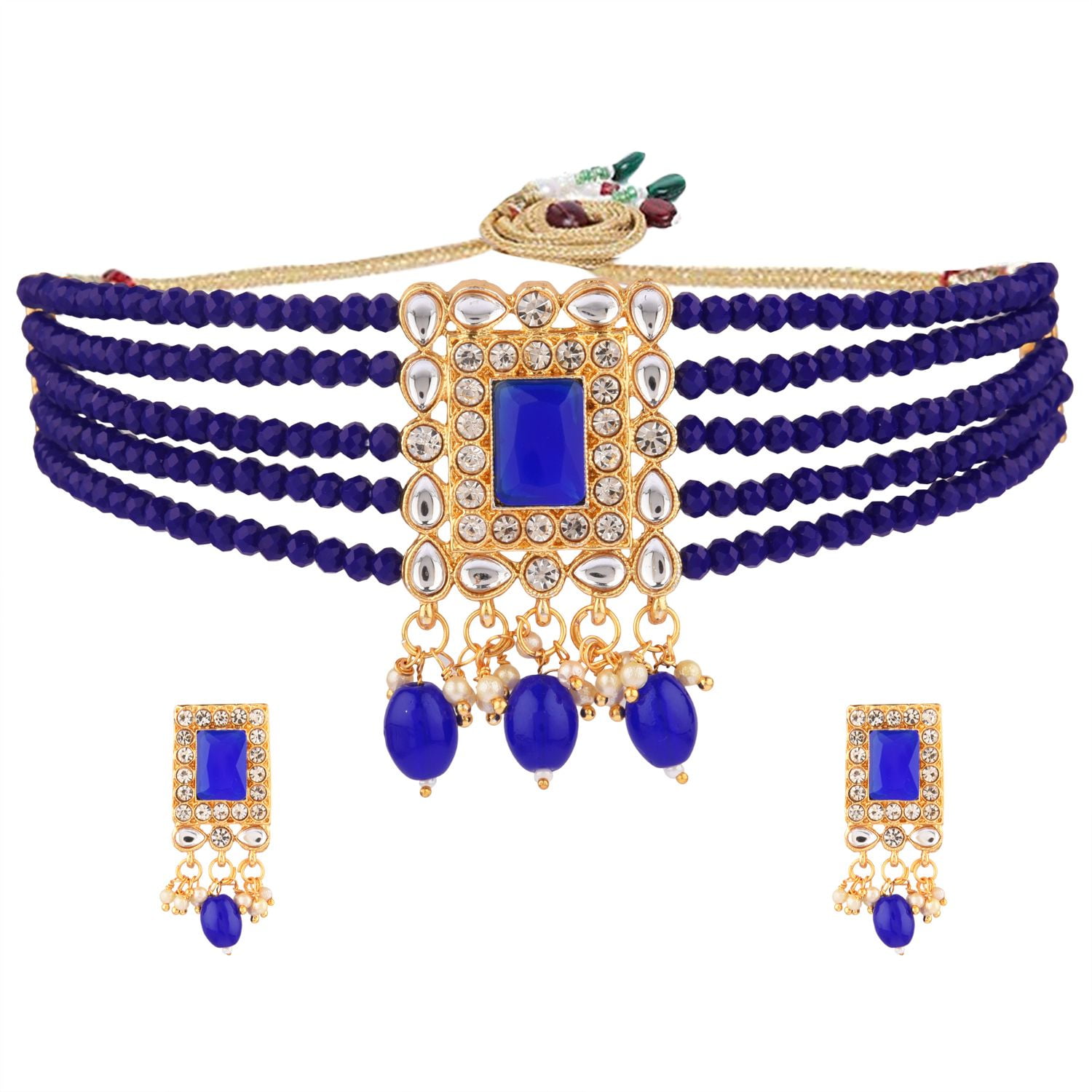 Efulgenz Faux Pearl Necklace Indian Jewelry Set Crystal Choker