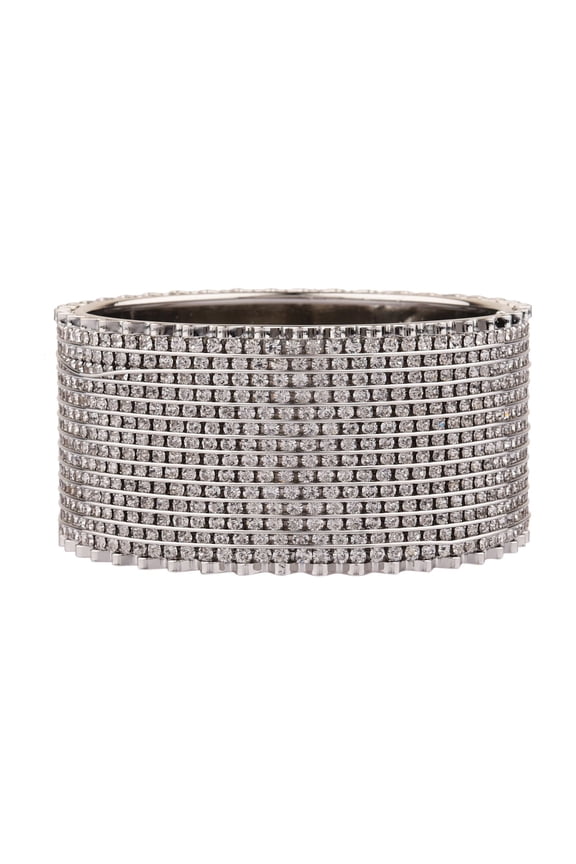Indian Bangle Rhinestone CZ Crystal Wedding Bridal Bracelet Jewelry for Women Girls (1pc)