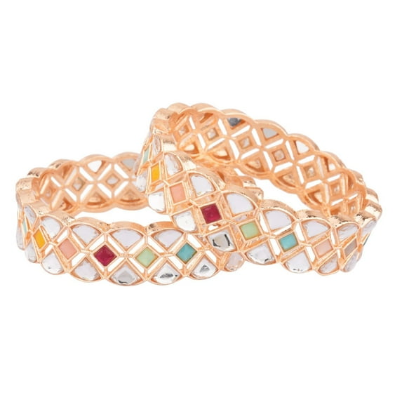 Efulgenz Indian Bangle Set Bollywood Multicolor Crystal Bangle Bracelet Jewelry for Women, (2 Pcs) Size-2.6