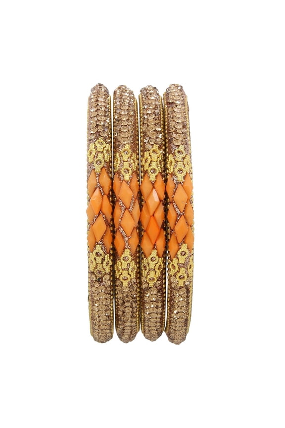 Indian Bangle Set Bollywood Style Rhinestone Crystal Bracelet Jewelry Set for Women Girls (4pc)