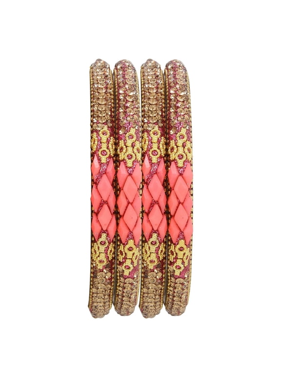 Indian Bangle Set Bollywood Style Rhinestone Crystal Bracelet Jewelry Set for Women Girls (4pc)