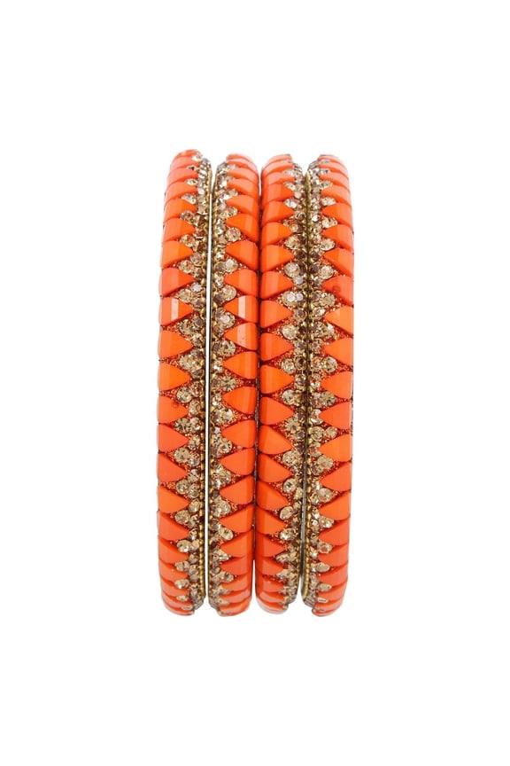 Indian Bangle Set Bollywood Style Rhinestone Crystal Bracelet Jewelry Set for Women Girls (4pc)