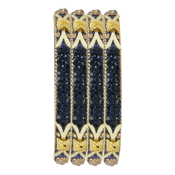 Efulgenz Indian Bangle Set Bollywood Style Rhinestone Crystal Bracelet Jewelry Set for Women Girls (4pc)