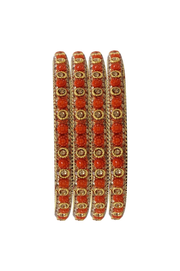 Indian Bangle Set Bollywood Style Rhinestone Crystal Bridal Bracelet Jewelry Set for Women Girls (4 pc)