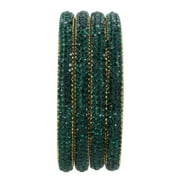 EFULGENZ Indian Bangle Set Bollywood Style Rhinestone Crystal Bridal Bracelet Jewelry Set for Women Girls (4 pc)