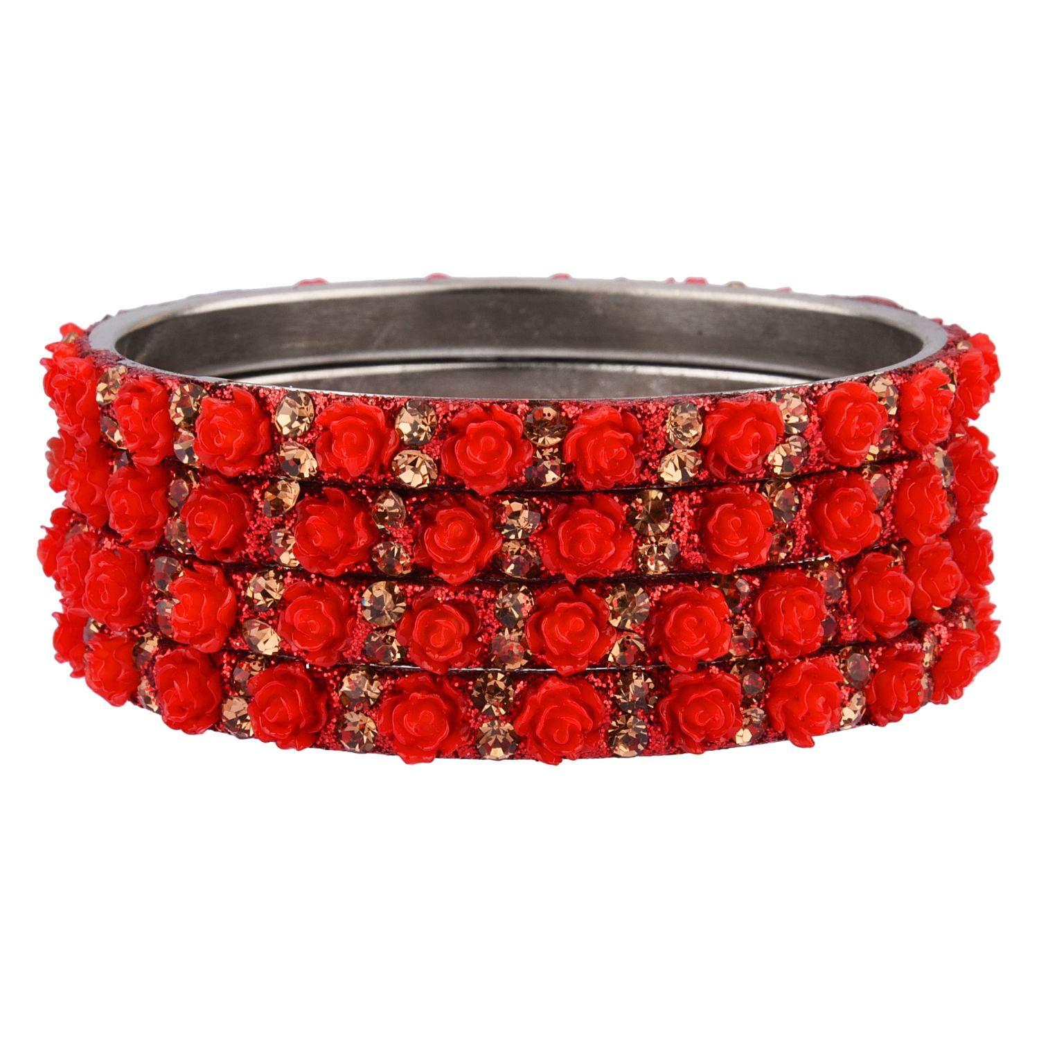 Efulgenz Indian Bangle Set Bollywood Style Rhinestone Red Crystal