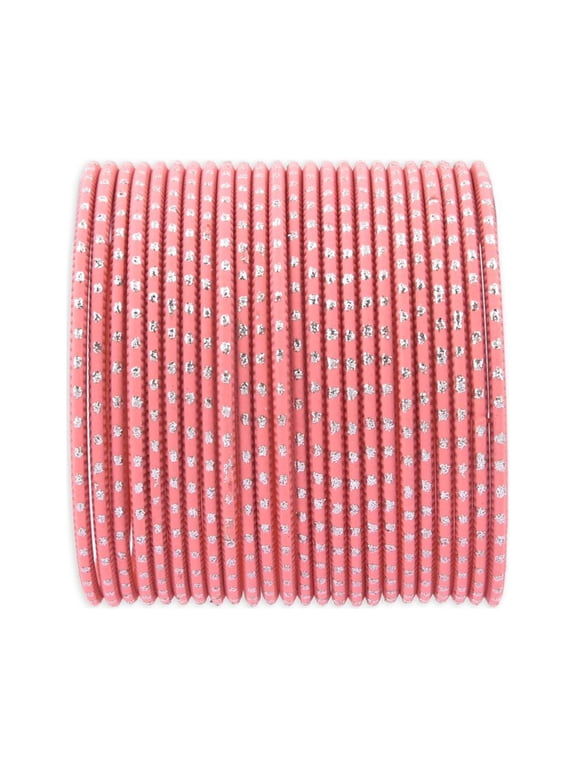 Indian Bangle Set Plain Metal Bangles for Women Two Dozen Wedding Bangles Set Plain Alloy Bangles Bollywood Bracelets Bridal Bangle Set Fashion Jewelry Accessories for Women (24 Pcs) Size 2.8