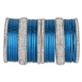thumbnail image 1 of Efulgenz Indian Bangle Set Rhinestone CZ Crystal Bangle Plain Metal Bangles Bracelet Jewelry for Women Size-2.8, Blue, 1 of 5