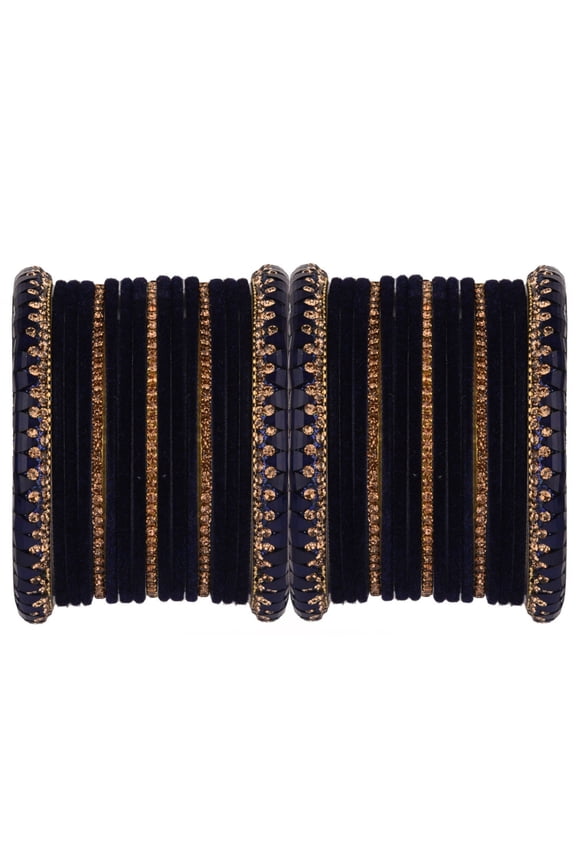 Indian Bangle Set Rhinestone CZ Crystal Bracelet Purple Bangle Velvet Bangle Boho Wedding Bridal Jewelry for Women Size-2.6