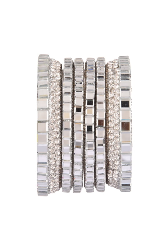 Indian Bangle Set Rhinestone CZ Crystal Velvet Bracelet Bangle Jewellery for Women (20 Pcs) Size-2.8, Pink