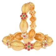 Efulgenz Indian Bangle Set for Women Antique Traditional Bracelet Jewelry Kundan Bangle Wedding Bridal Jewelry (2 Pcs) Size-2.8
