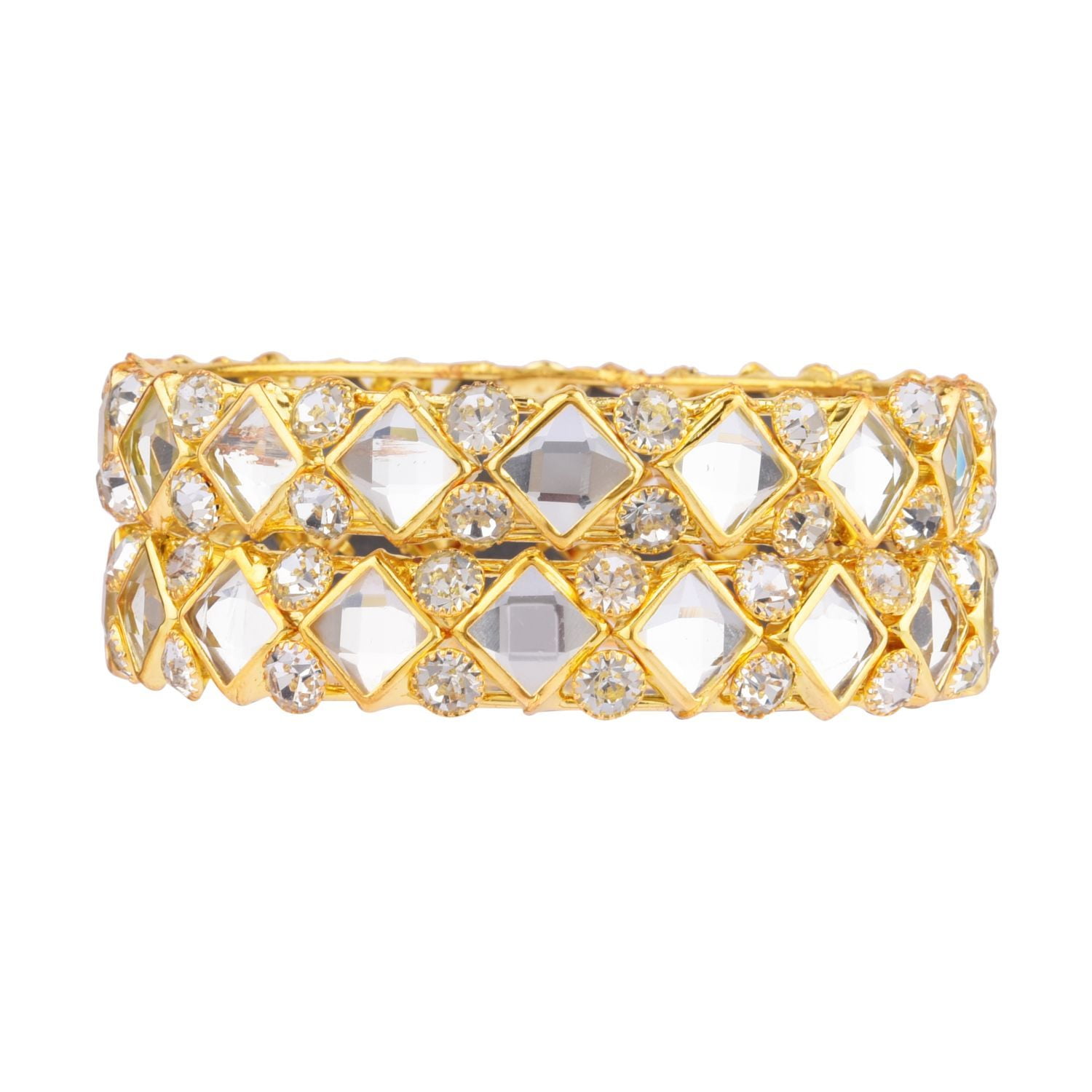 Efulgenz White Rhinestone Bangles For Women - Indian Jewelry, Navratri, Bollywood Style | Crystal CZ Bracelet Bangles Set