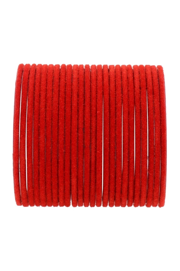 Indian Bangles Set Bollywood Plain Metal Velvet Bangle Bracelets Jewelry for Women & Girls (Set of 24)