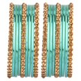 thumbnail image 1 of Efulgenz Indian Bangles Set Metal Bangles One Dozen Plain Glossy Alloy Bangles with Crystal Oxidized Bangles Bohemian Bracelet Bollywood Party Wedding Jewelry Indian Bangles for Women (18 Pcs), 1 of 6