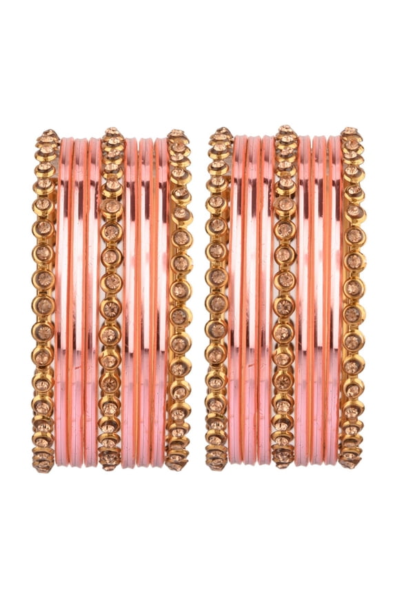 Indian Bangles Set Metal Bangles One Dozen Plain Glossy Alloy Bangles with Crystal Oxidized Bangles Bohemian Bracelet Bollywood Party Wedding Jewelry Indian Bangles for Women (18 Pcs)