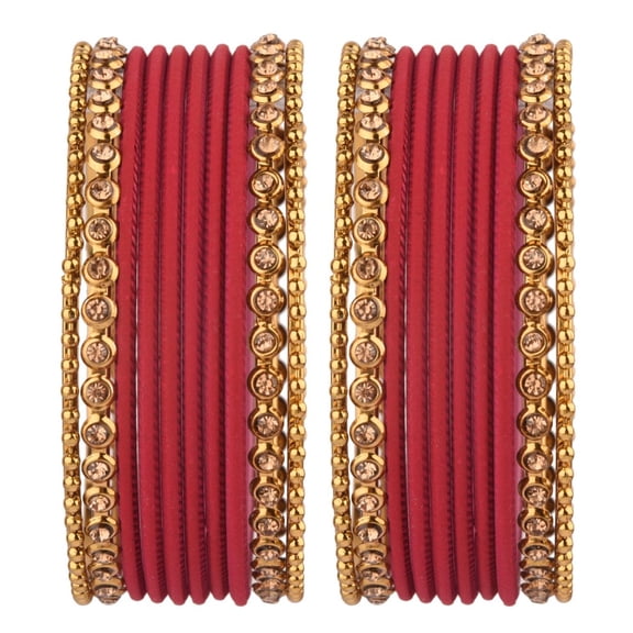 Efulgenz Indian Bangles for Women Metal Bangles One Dozen Plain Matte Finish Alloy Bangles with Crystal Oxidized Bangles Ball Beaded Bangles Bracelet Bollywood Fashion Statement Jewelry (20 Pcs)