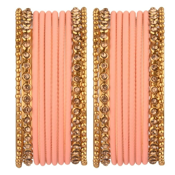 Efulgenz Indian Bangles for Women Metal Bangles One Dozen Plain Matte Finish Alloy Bangles with Crystal Oxidized Bangles Ball Beaded Bangles Bracelet Bollywood Fashion Statement Jewelry (20 Pcs)
