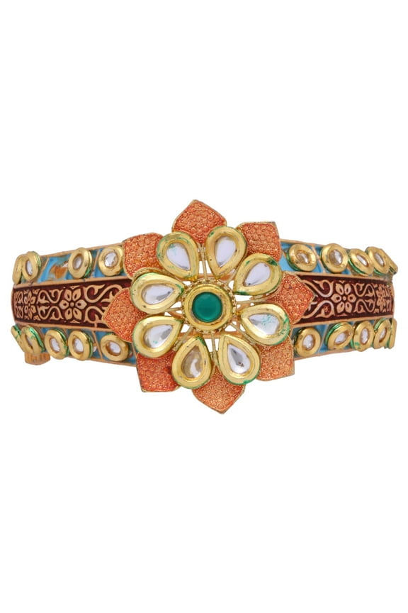 Indian Bollywood Antique Kundan Crystal Rhinesone Wedding Bridal Bangle Bracelet Jewelry, Perfect Rakshabandhan Rakhi Bracelet Gift Jewelry for Sister & Bhabhi